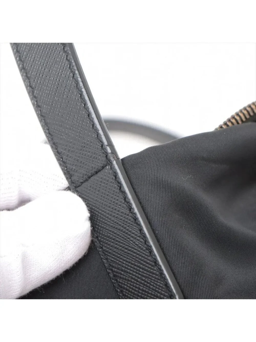 Prada Tessuto Nylon Leather Tote Shoulder Black